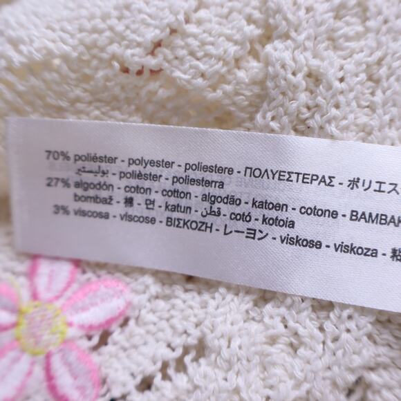ZARA NEW Floral Crochet Knit Top Ivory Embroidered Short Sleeve Women's S - Picture 10 of 11